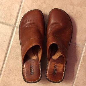 Born Brown Leather Mules Size 11